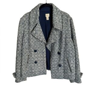 Chico's Double Breasted Tweed Blazer Jacket size XL X-Large cropped trench